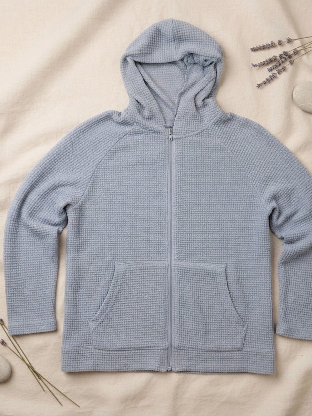 Dokootoo Women's Blue Waffle Knit Full Zip Hoodie Size 3XL